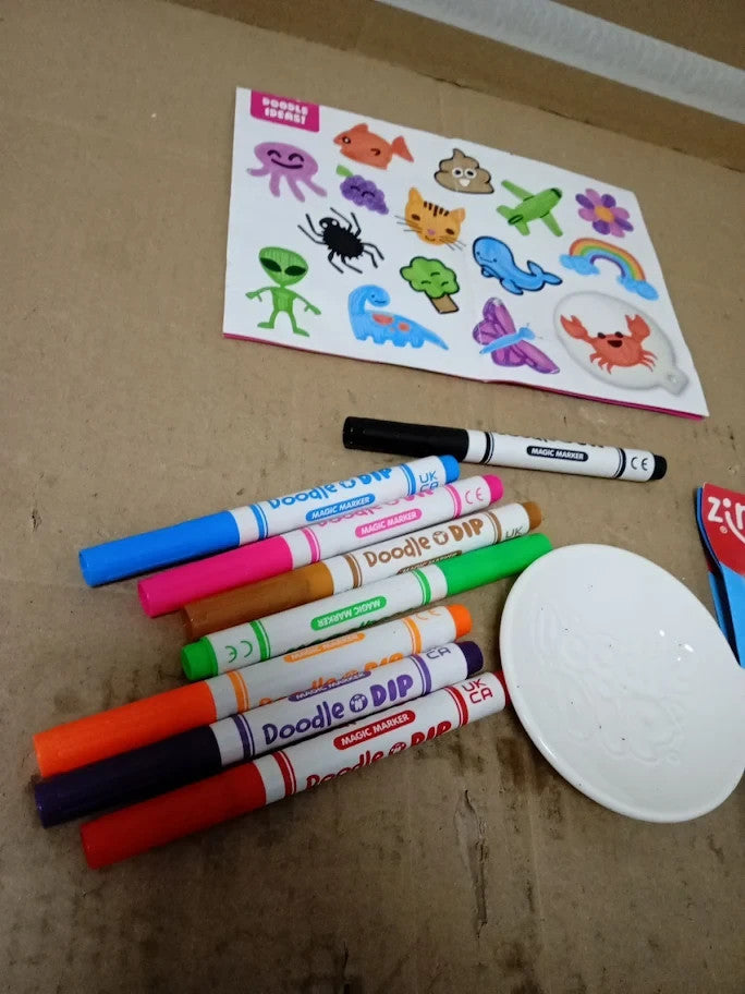 Zimpli Doodle N Dip 8pc Magic Markers Picture Paddle Draw Water Colouring New