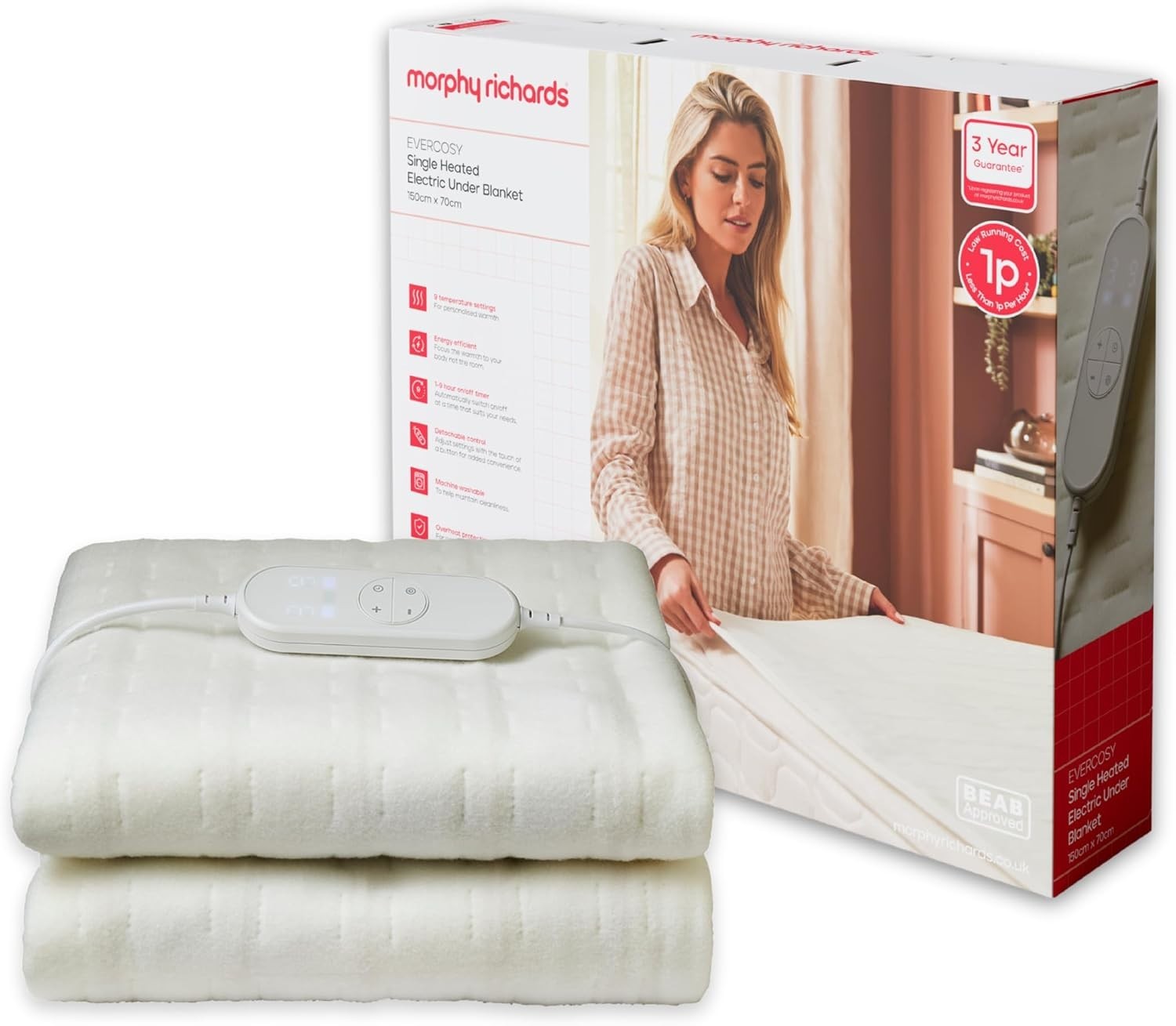 Morphy Richards EverCosy Electric Under Blanket Single 150x70cm Back Pain New