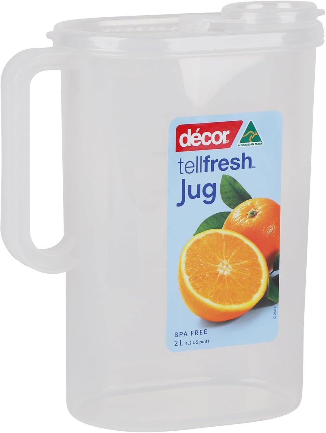 Decor Tellfresh 2L Water Jug Pop Open Lid Airtight Container Graduated New