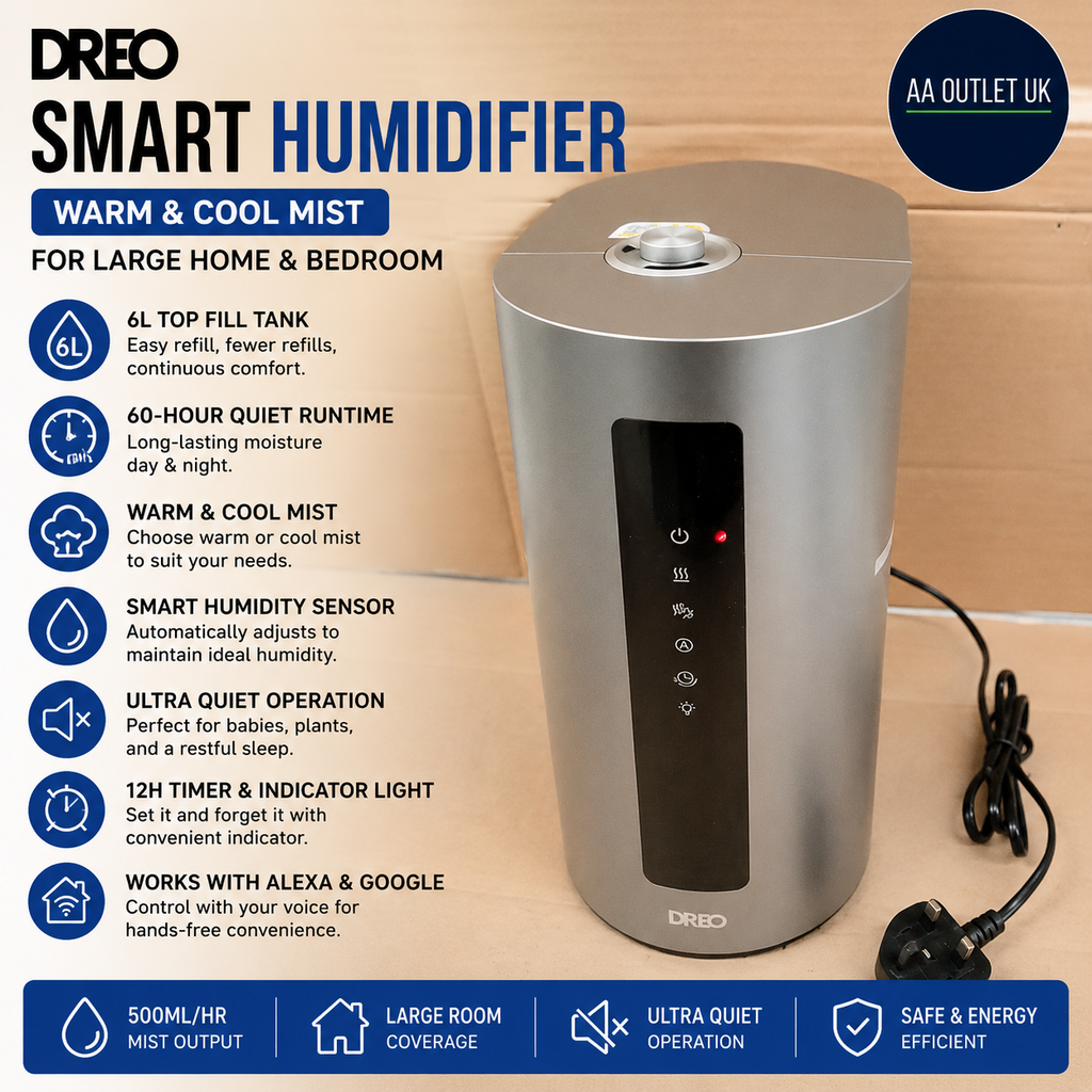 Dreo Smart Humidifier Bedroom 6L Top Fill Warm & Cool Mist HM713S Alexa Google