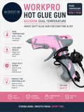 Workpro Hot Glue Gun 60 100W Dual Temperature Heavy Duty Pink