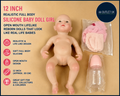 Gileutay 12in Realistic Full Body Silicone Baby Doll Girl Open Mouth Lifelike
