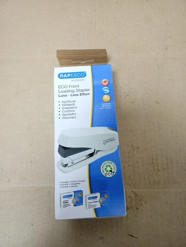 Rapesco 1467 Germ Savvy Antibacterial Eco Luna Less Effort Stapler White New