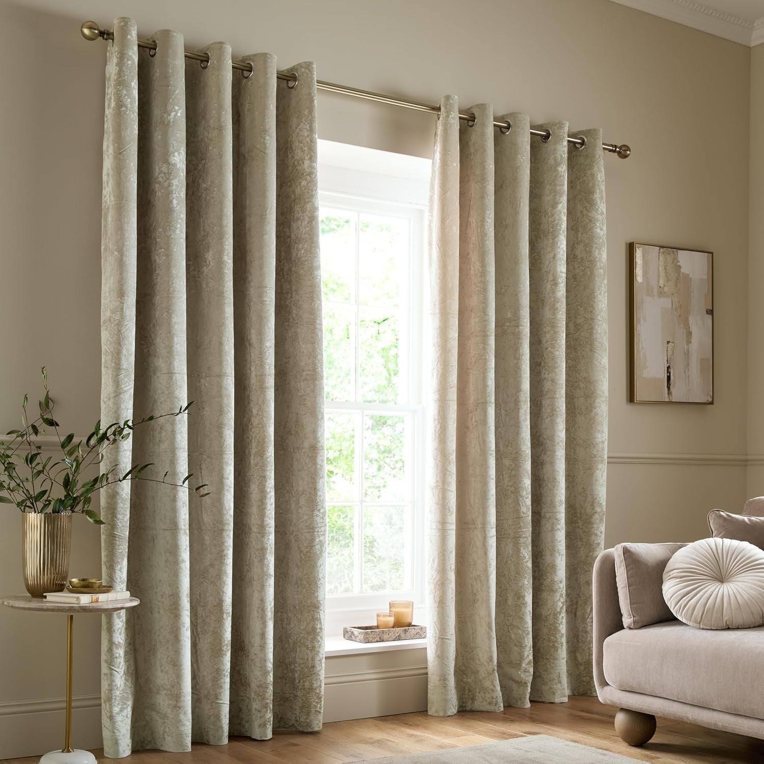 Catherine Lansfield Crushed Velvet 66x90in Eyelet Curtains Two Panels New