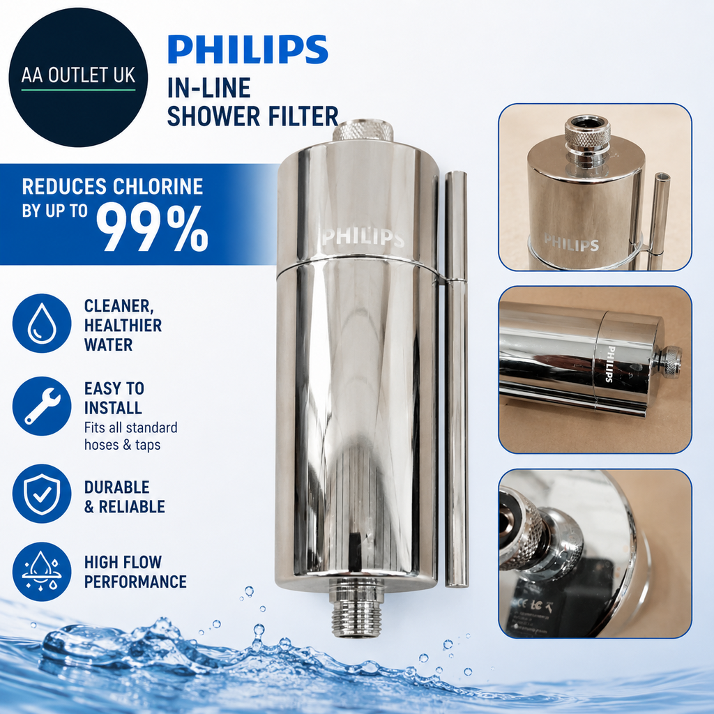 Philips Water In Line Shower Filter Reduces Chlorine 99% Easy Install Fits All