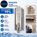 Philips Water In Line Shower Filter Reduces Chlorine 99% Easy Install Fits All