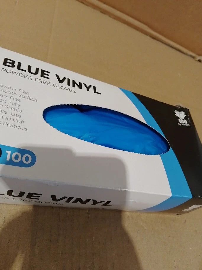 PRAIMA Blue Disposable Gloves 100Pack Latex Free Powder Free Vinyl Medium New