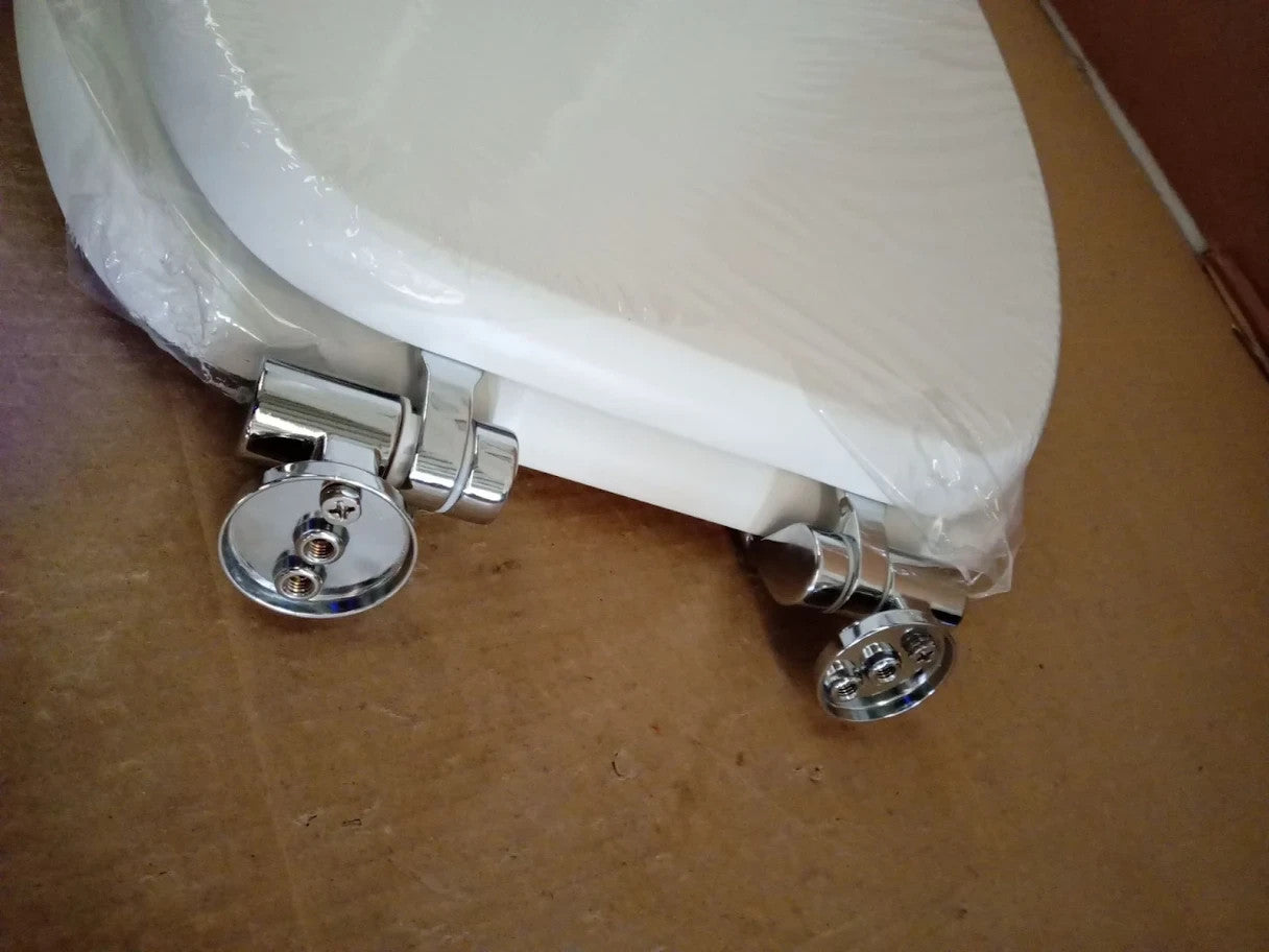 Argos Home Slow Close Wooden Toilet Seat Adjustable Hinges Solid Wood White New