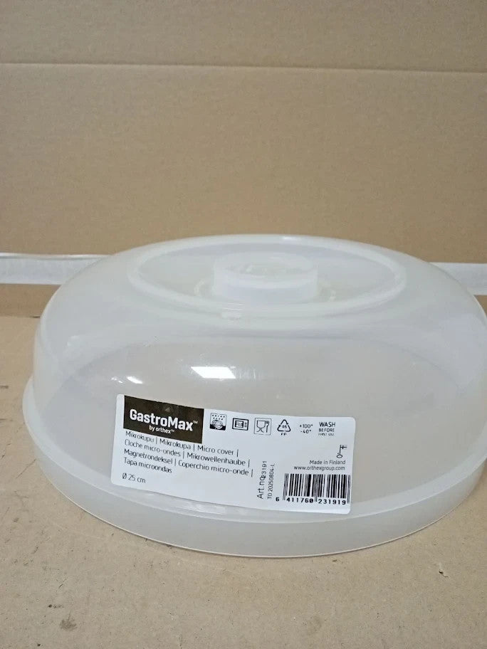 GastroMax Clear Microwave Cover Food 25cm Wide Air Vent BPA Free Plastic New