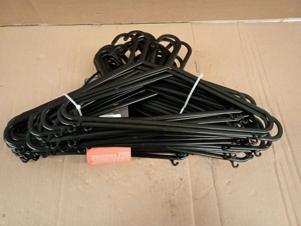 Roe Tenpo Coat Hangers 50 Pack Black Adult Plastic Durable & Lightweight New