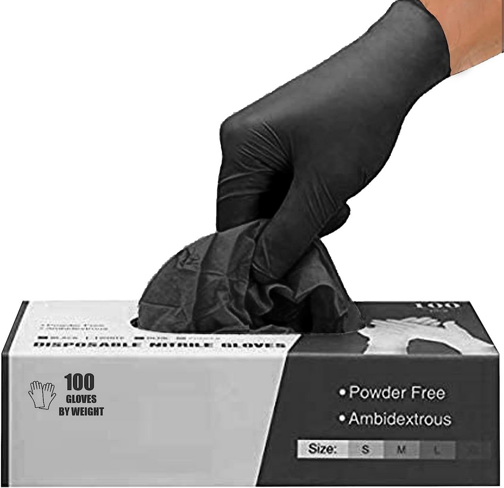 Praima Black Nitrile Disposable Gloves Latex Powder Free 100 Pack Large New