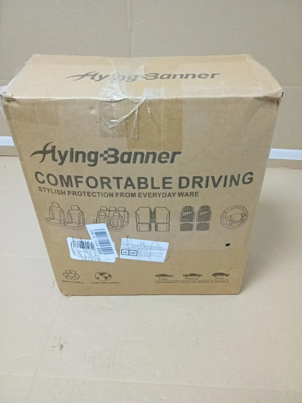 Flying Banner Flat Cloth Universal Car Seat Covers Full Set Airbag Black New
