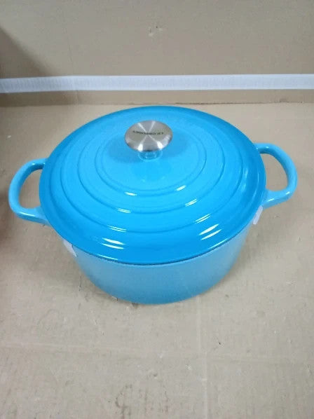 Le Creuset Signature Enamelled Cast Iron Round Casserole Lid 22cm 3.3L Teal New