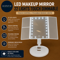 LED Makeup Mirror 22 Lights Touch Dimmable Cosmetic Quality Design White New