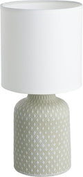 Eglo Bellariva Table Bedside Lamp Ceramic Grey Textile White Fabric Shade