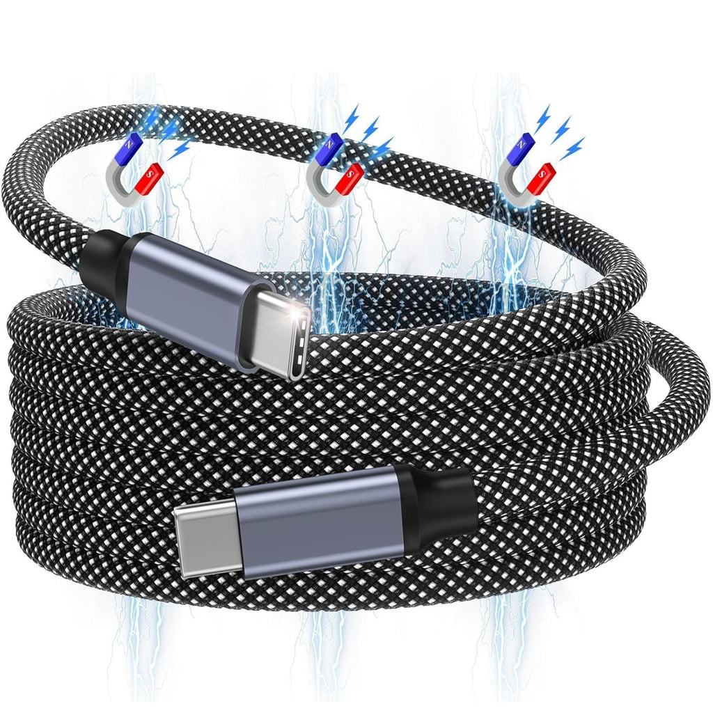 Magtame Cable 240W Magnetic USB C To USB C Cables 5ft 5A Nylon Braided New