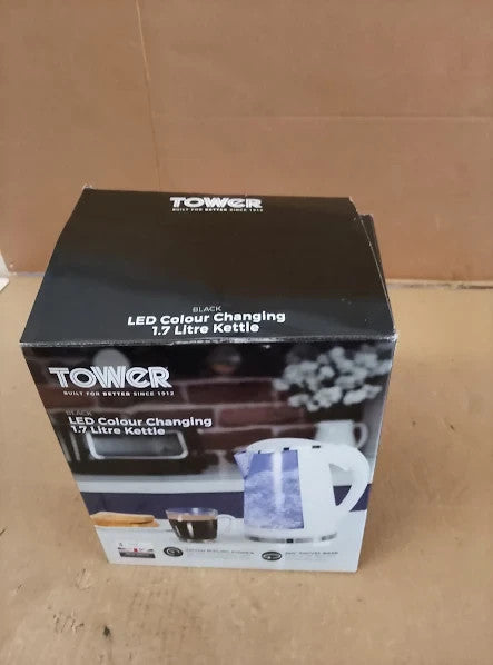 Tower T10012 LED Changing Kettle Swivel Large Easy Fill Lid 1.7L 2200W New