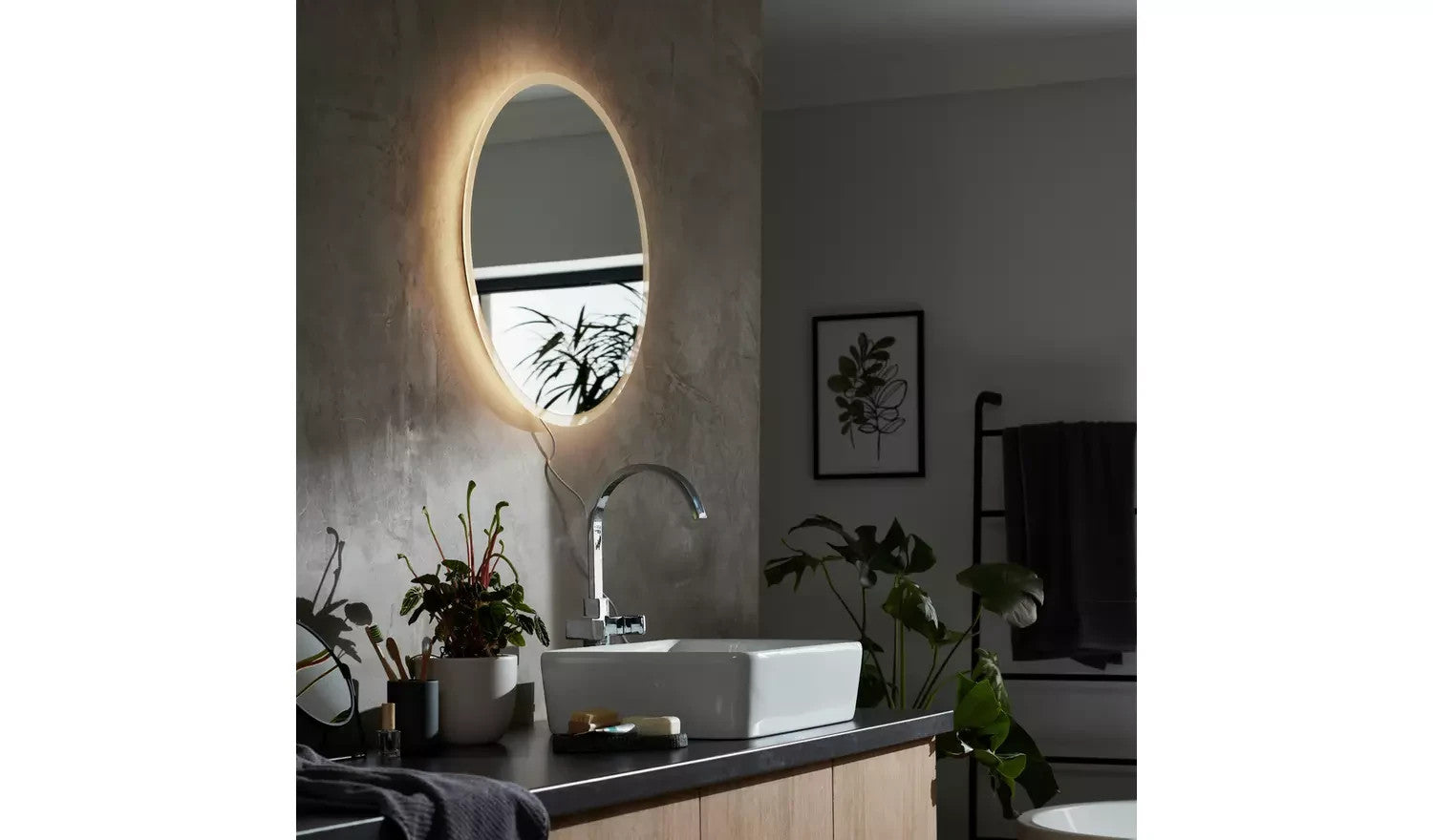 Habitat Bathroom LED Circle Backlit Demister Touch Mirror Illuminated Vanity