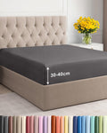 Super King Extra Deep Fitted Sheet 180x200cm Microfiber Dark Grey Bed Sheet New