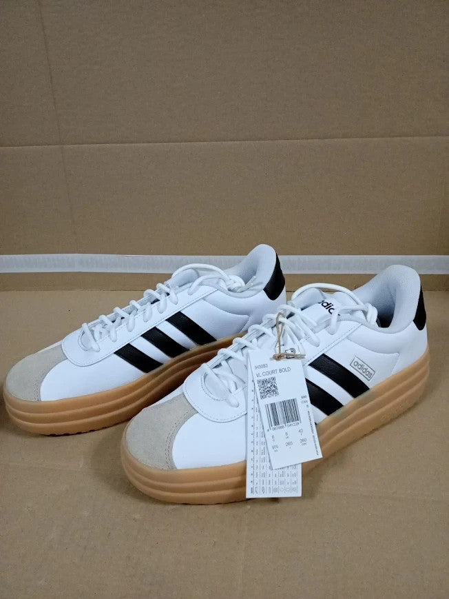 Adidas Womens Vl Court 3.0 White Black Wonder Beige 9.5 US 8 UK Lace Up New
