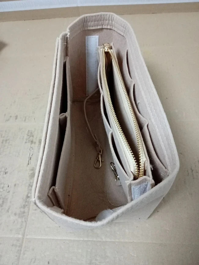 Nepak Felt Handbag Organizer Bag In Bag Women Zip Bag 23x15 x13.5cm Biege New