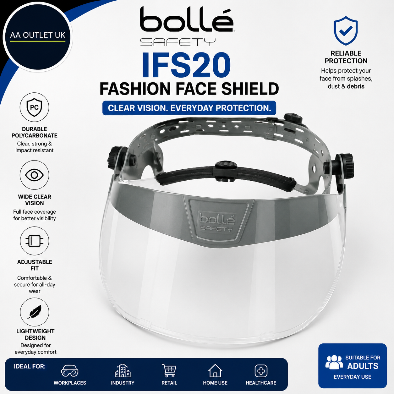 BOLLE PFSIFS2109 Fashion Ifs20 Pantalla Facial  Pc Incoloro Adults Comfort Style