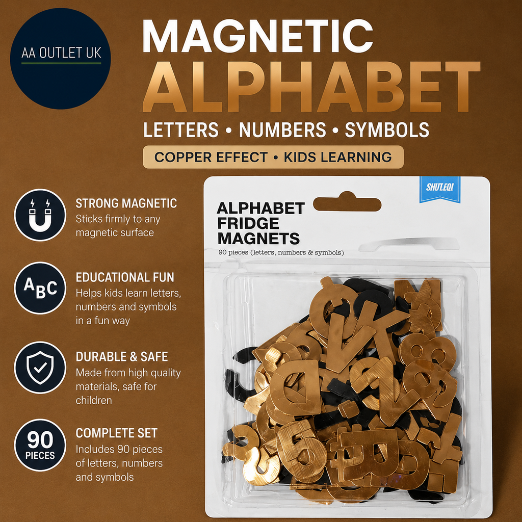 90 Pieces Magnetic Alphabet Letter Number Symbol Copper Effect Kids Learning New