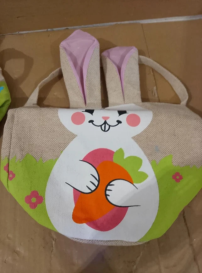 Joyin 2 Pcs Easter Bags Bunny Basket Set Eggs Hunt Easter Tote 16x7.5in