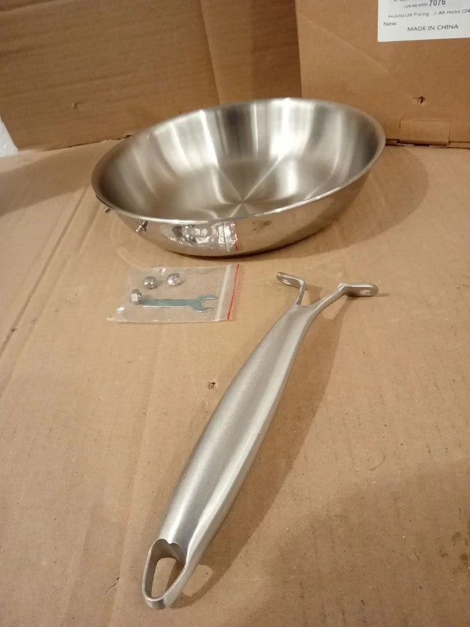 Houslux Frying Pan Stainless Steel Uncoated Induction Compatible 24cm New