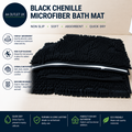 Black Chenille Microfiber Bath Mat Non Slip Bathroom Rug Soft Absorbent