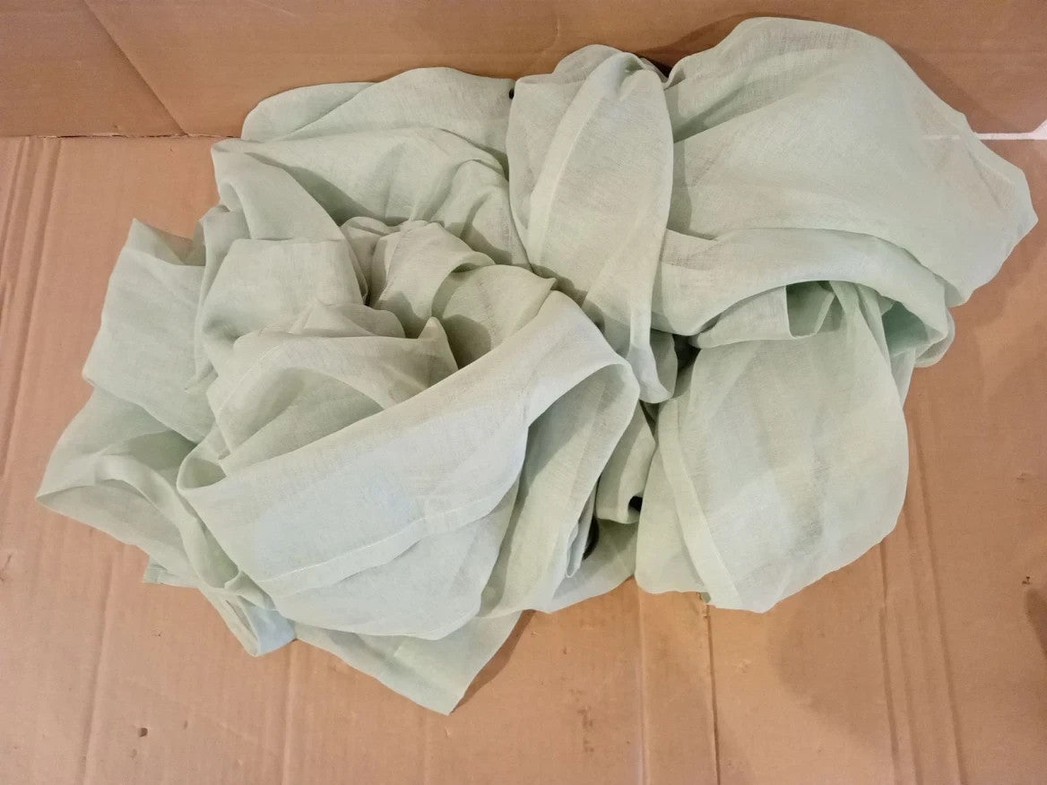 XWZO Linen Look Voile Curtains Bean Green 2 Panels Semi Transparent 55x95in