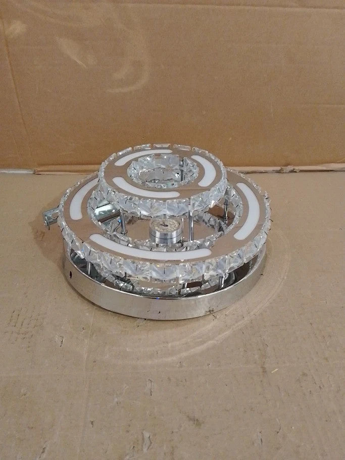 Modern Crystal Ceiling Lamps 2 Round LED Semi Flush Mount Chandelier Cool New