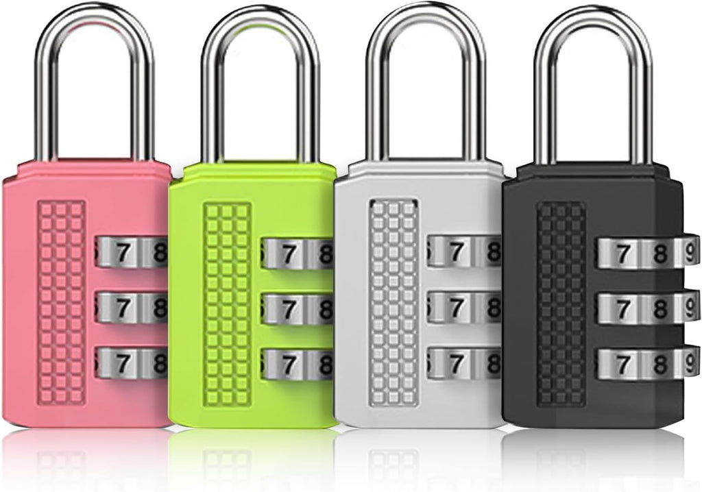 NCOALE Combination Locker Padlock 4pc Gym Locker Suitcase Locks 3 Digit New