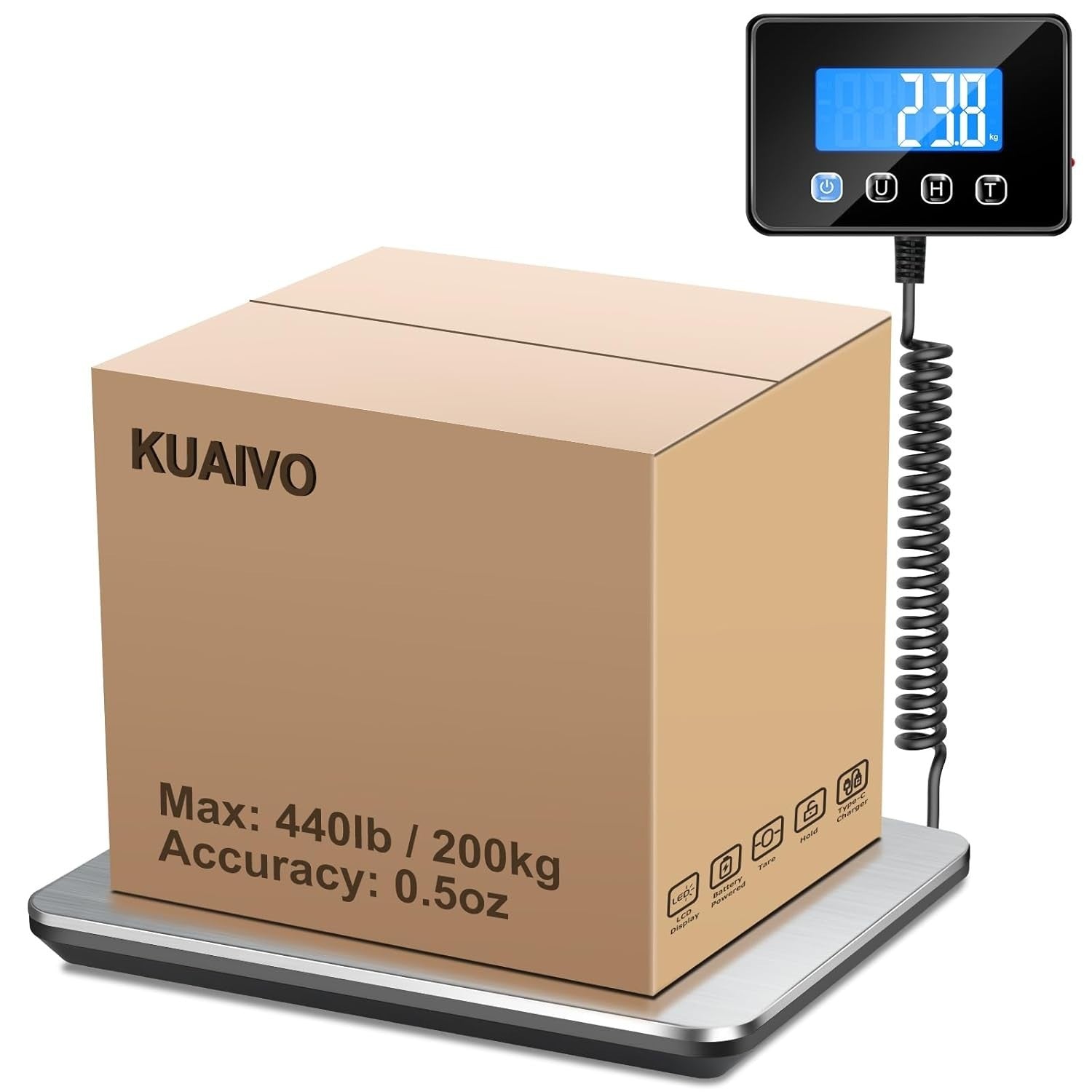 KUAIVO Postal Scales 440lb/200kg High Accurate Digital Parcel Scales Tare New