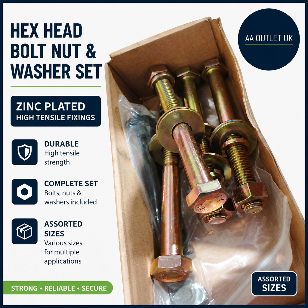 Hex Head Bolt Nut Washer Zinc Plated High Tensile Fixings Assorted Sizes New