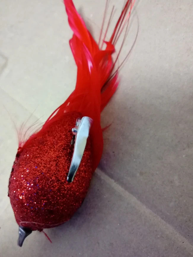 Vidillo Christmas Bird Ornaments Red Tree Decoration Clip On Simulation New