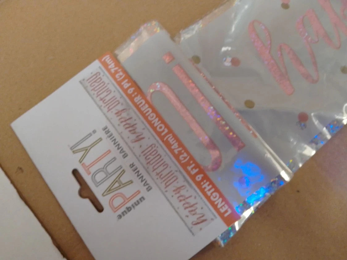 Rose Gold Happy Birthday Glitz Foil Banner Perfect Chic Memorable Parties New