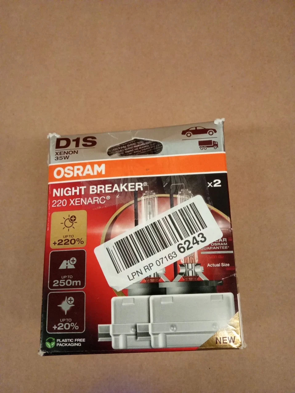 OSRAM XENARC NIGHT BREAKER 220 D1S +220% More Brightness Xenon Headlight 2 Pack