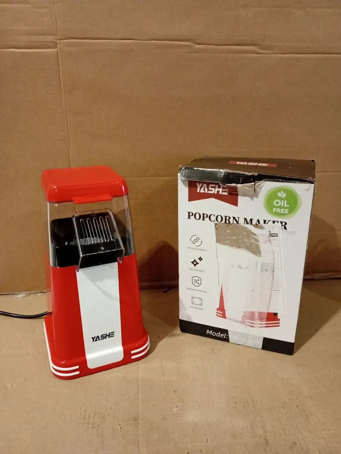 Yashe Popcorn Machine Retro 1200w Hot Air Maker One Touch Movie Nights Party New