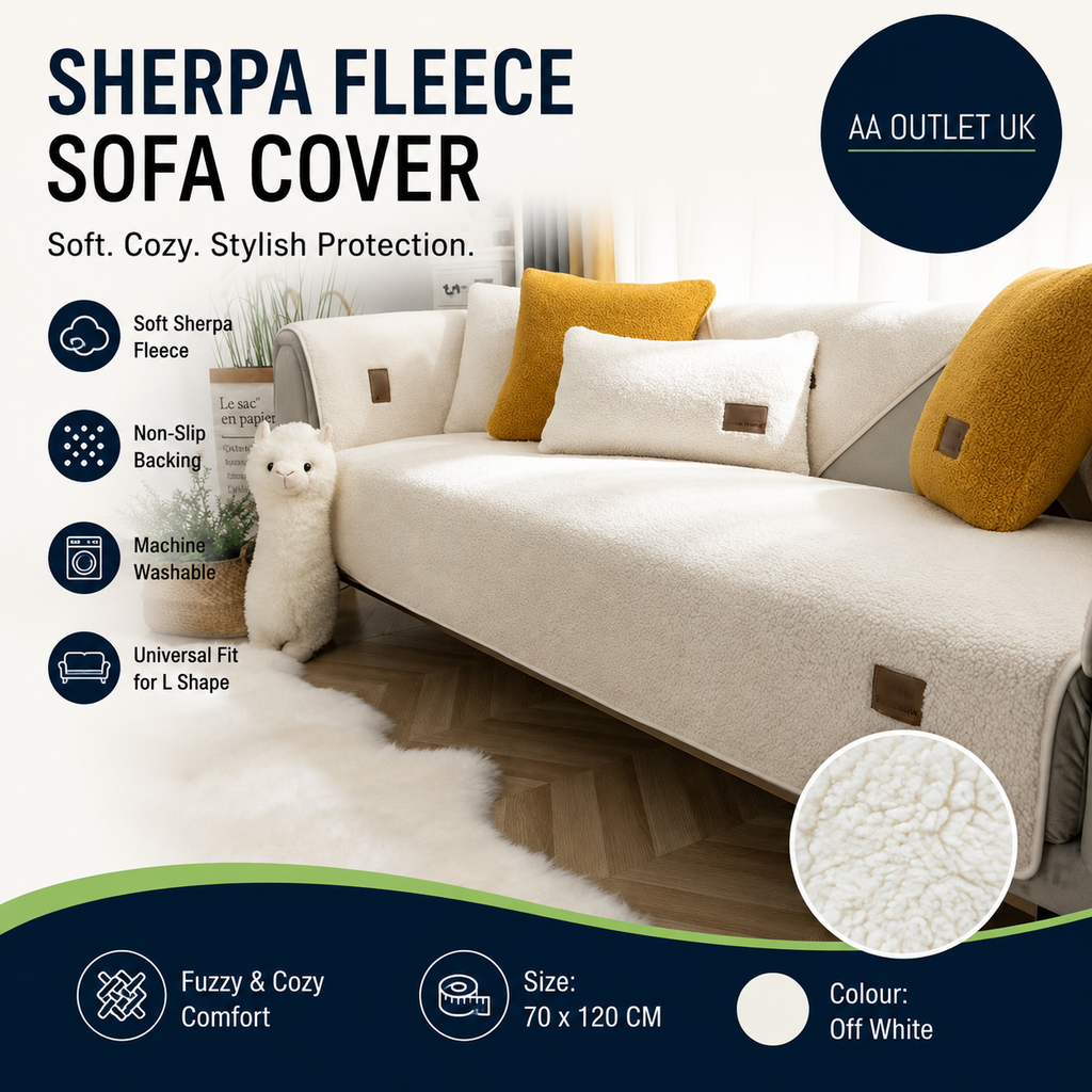 Gluhbirnen Sherpa Fleece Sofa Couch Cover Fuzzy Universal Non Slip 70x120cm