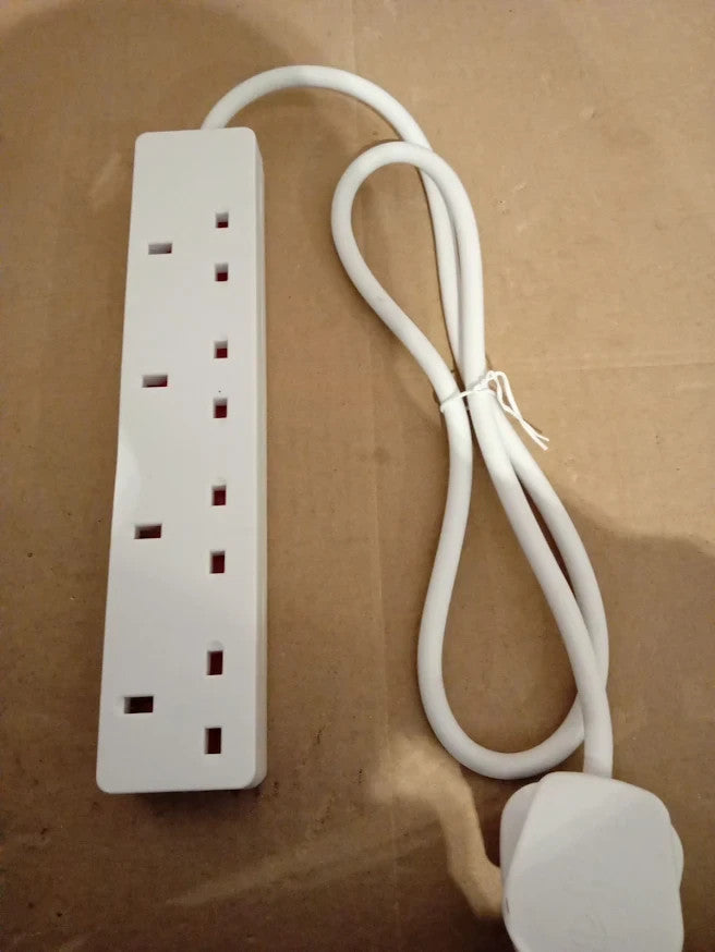Pro Elec PL15287 4 Gang Extension Lead White Slim Plug Socket Cable Design New
