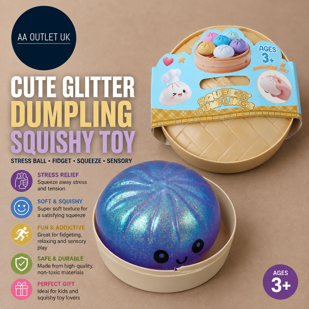 Cute Glitter Dumpling Squishy Toy Stress Ball Fidget Squeeze Sensory Design New