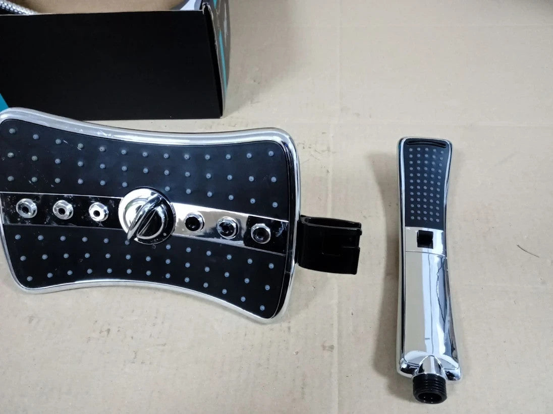 BRIGHT SHOWERS Dual Head Combo Set Handheld Rainfall 60in Stainless Steel New