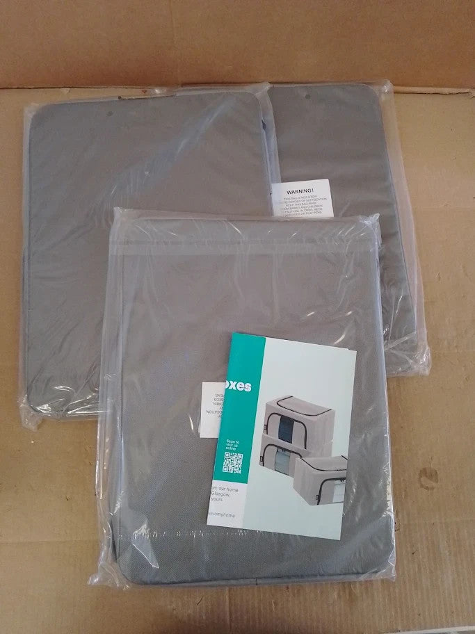 Livivo Set 3 Storage Bags Boxes Organizer Double Opening Zips Clear Windows New