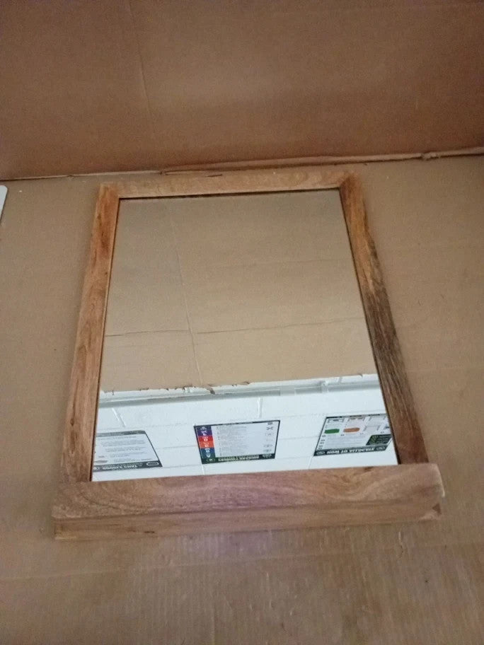 Habitat Mango Wood Bathroom Mirror With Shelf Wall Mounted 52x40X9.75cm New