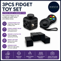 Yeefunjoy 3pc Fidget Toys Cube Sensory Fidget Pad Controller Stress Reducer