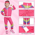 Aybuy Kids 80s 90s Tracksuit Kids Rose Red Retro Shell Boys Girls Large New