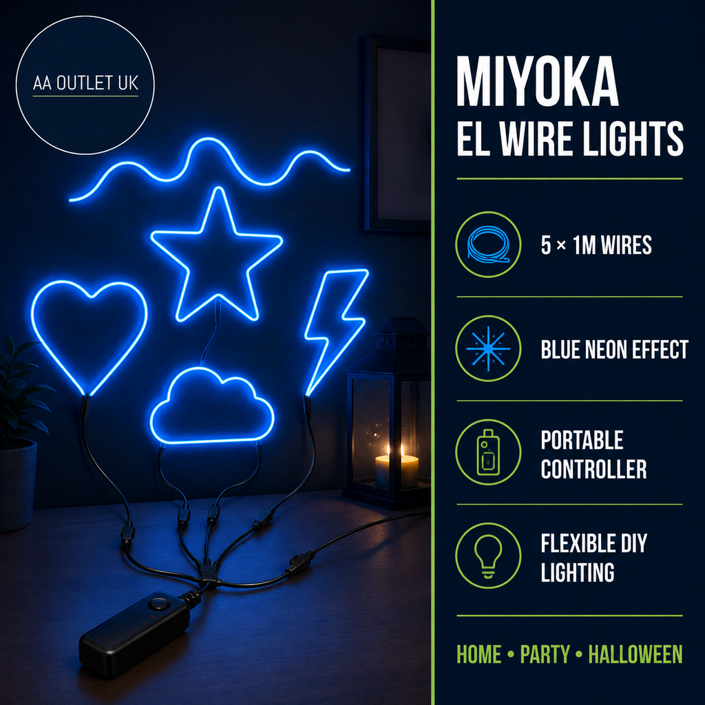 Miyoka El Wire Portable Neon Light Home Decoration Party Halloween Diy 5x1m Blue