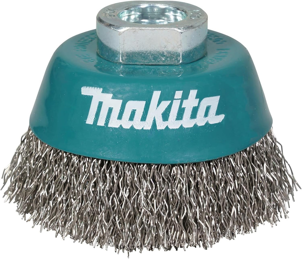 Makita D-77425 Cup Wire Brush Crimped 65xM10  Alloy Steel Crimped Wire Teal New