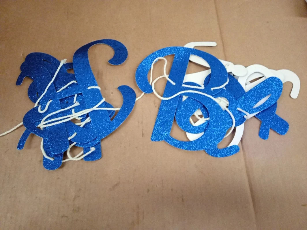 TONIFUL Blue Happy Birthday Banner Glitter Pre Strung Party Garland Design